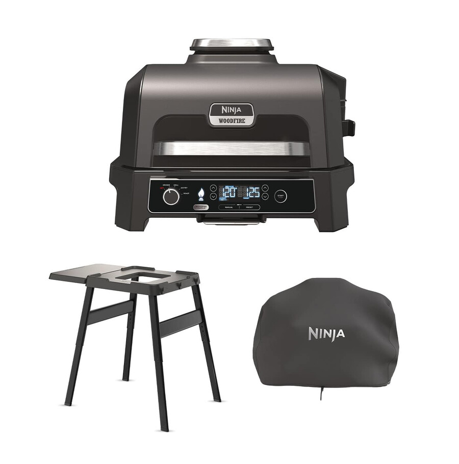 barbecue et fumoir électrique ninja woodfire pro xl avec support et housse