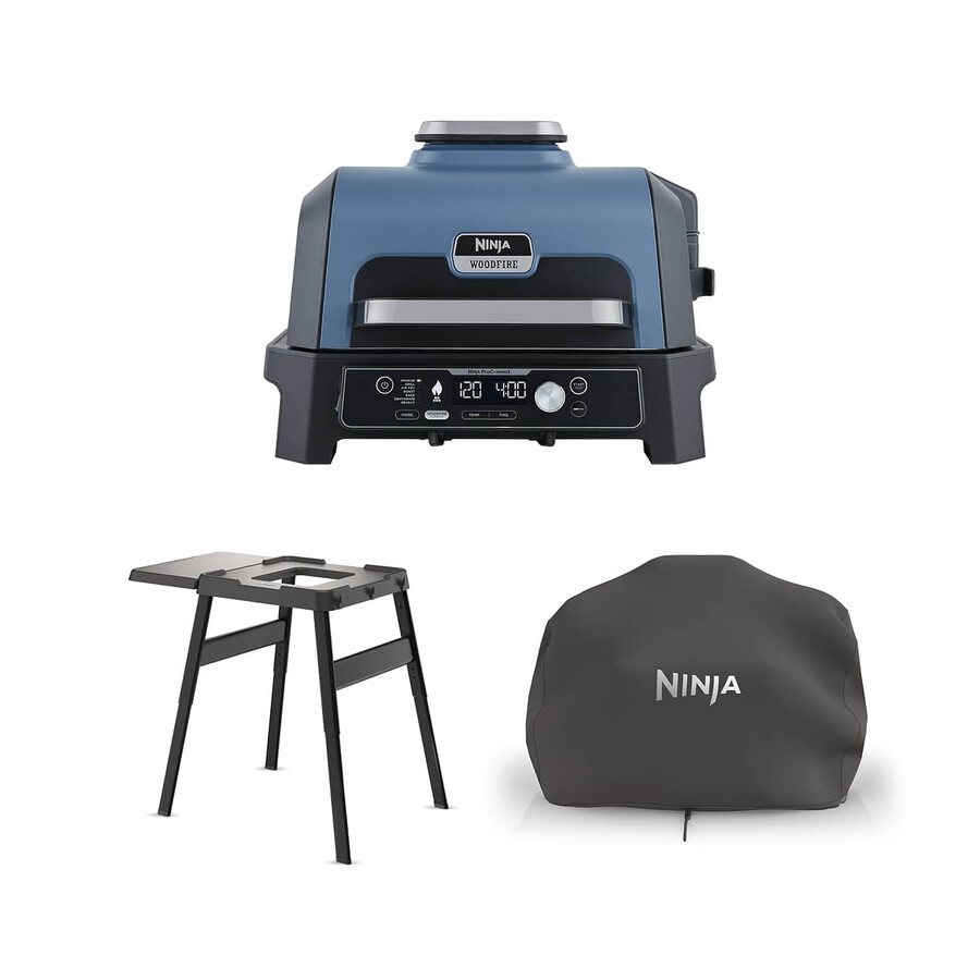 barbecue et fumoir électrique ninja woodfire pro connect xl avec support et housse