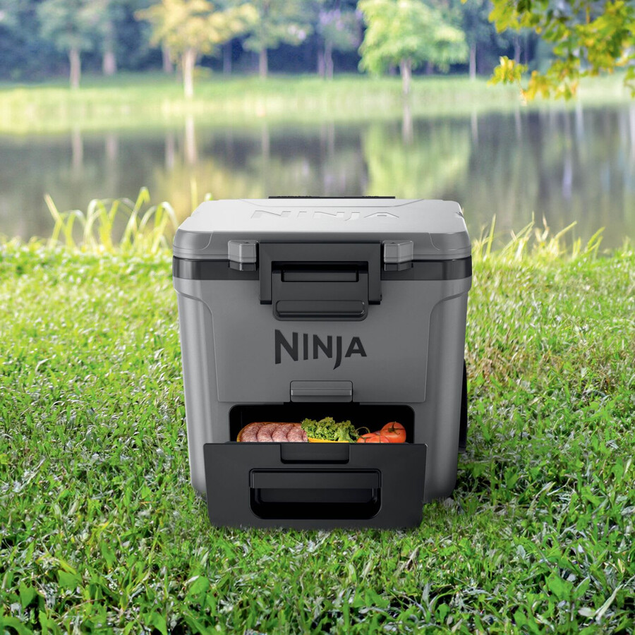 ensemble glacière à roulettes ninja frostvault 30qt28l bloc réfrigérant et bouteille isotherme thirsti