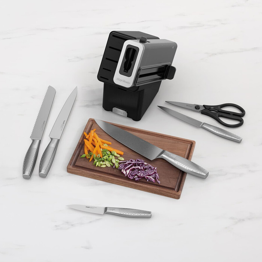 coffret de 6 couteaux ninja staysharp en acier inoxydable avec bloc en bois – k62006euuk