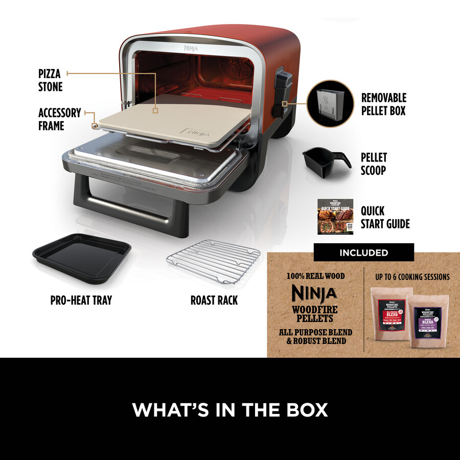 four électrique dextérieur ninja woodfire appareil à pizza artisanal et fumoir pour barbecue oo101uk