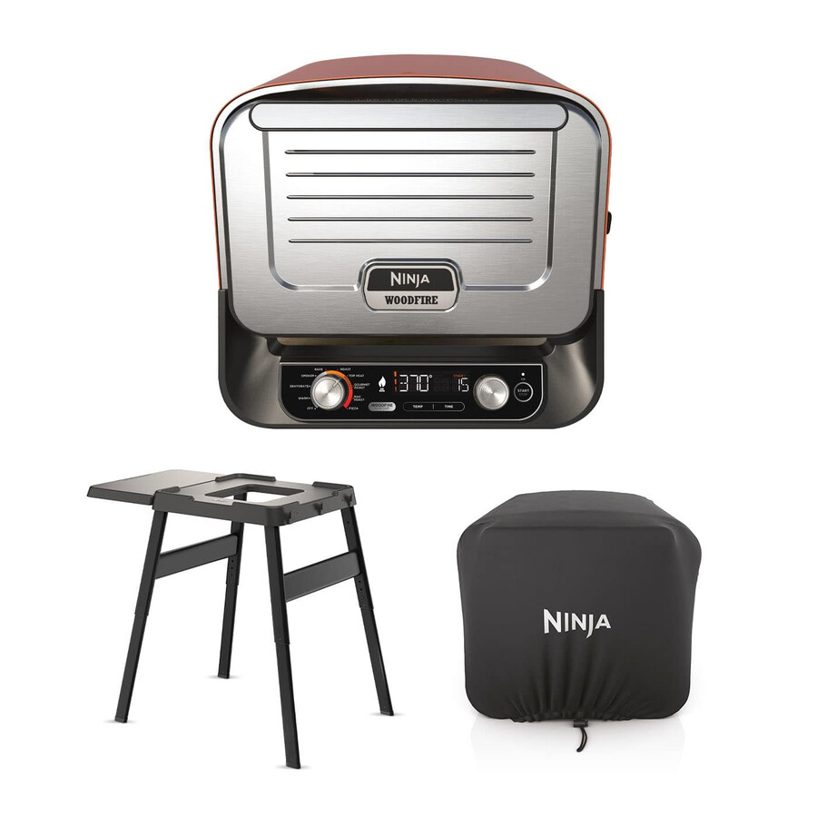 four à bois dextérieur ninja appareil à pizza artisanal et fumoir barbecue avec support et couvercle