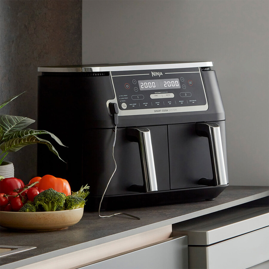 friteuse à air ninja foodi max à double zone avec système de cuisson intelligent af451uk