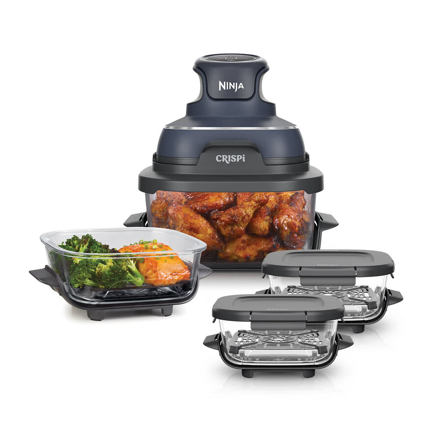 ensemble de préparation de repas ninja crispi 4-en-1 friteuse à air portable en verre - cyber space