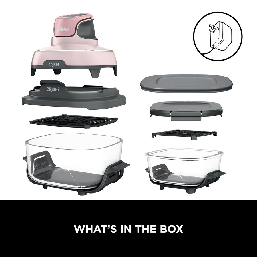 friteuse à air portable en verre ninja crispi 4-en-1 - rose fn101ukpk