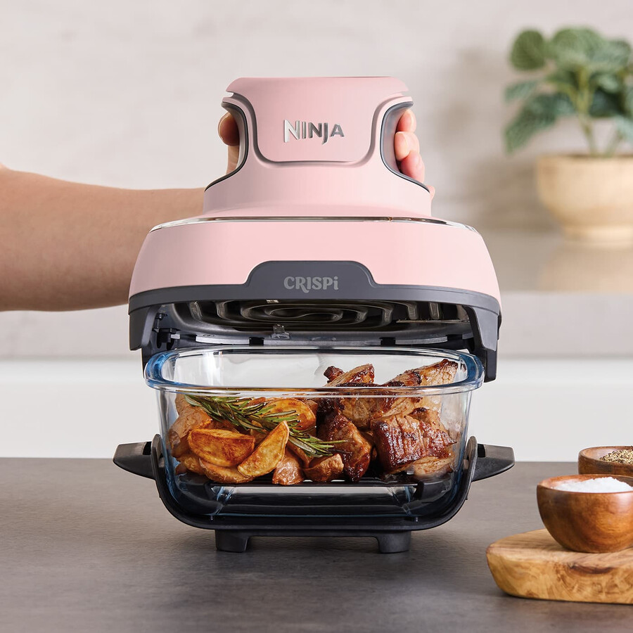 friteuse à air portable en verre ninja crispi 4-en-1 - rose fn101ukpk