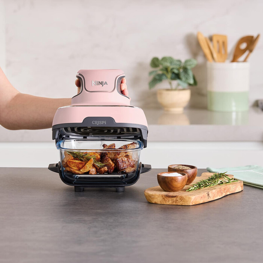 friteuse à air portable en verre ninja crispi 4-en-1 - rose fn101ukpk
