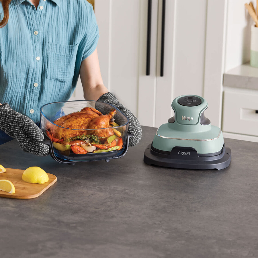 ensemble de préparation de repas ninja crispi 4-en-1 friteuse à air portable en verre - sauge