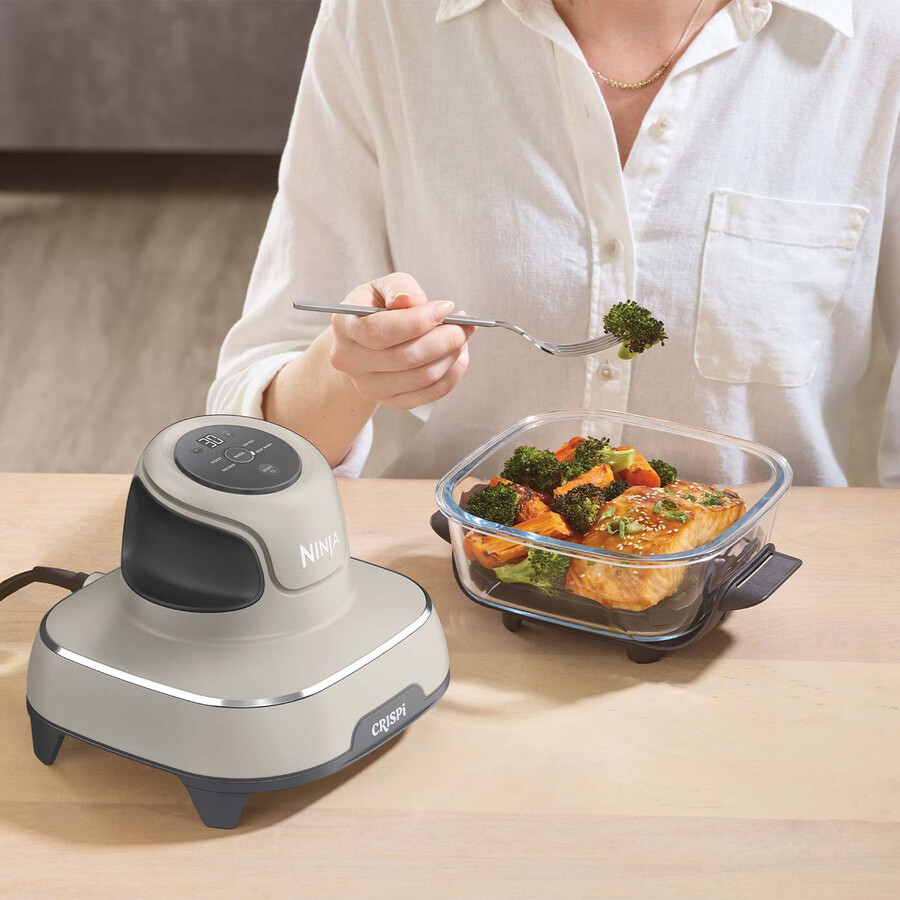 ensemble de préparation de repas ninja crispi 4-en-1 friteuse à air portable en verre - pierre