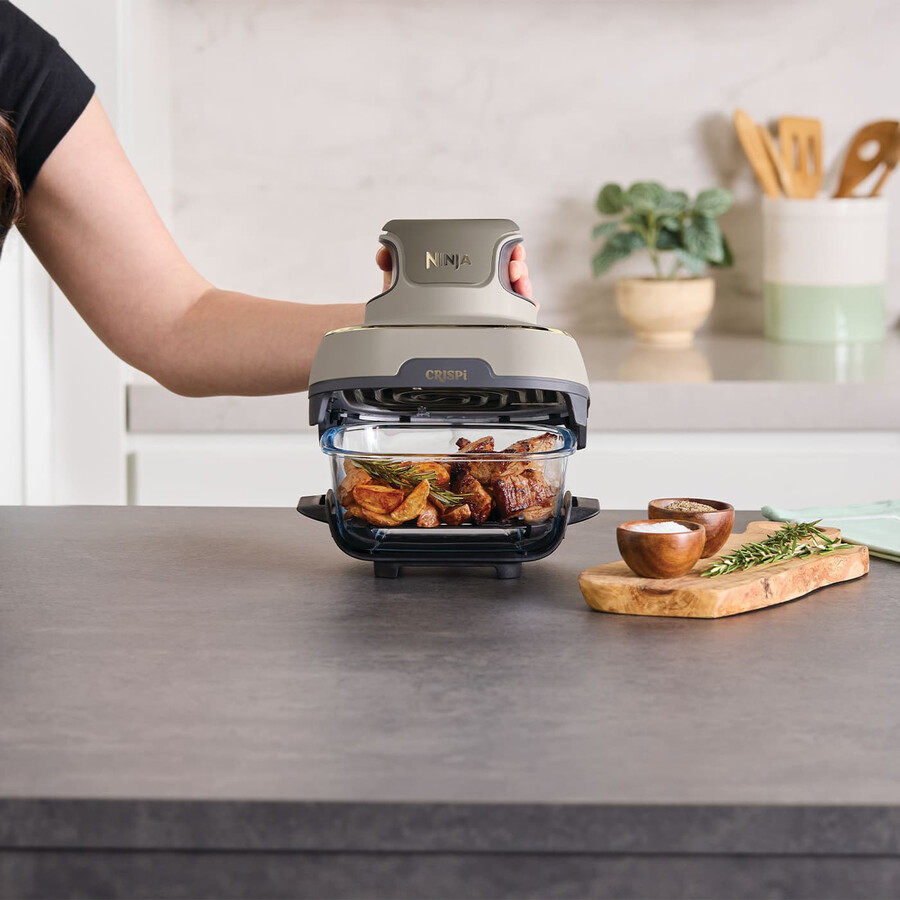 friteuse à air portable en verre ninja crispi 4-en-1 - pierre et or fn101ukstgd