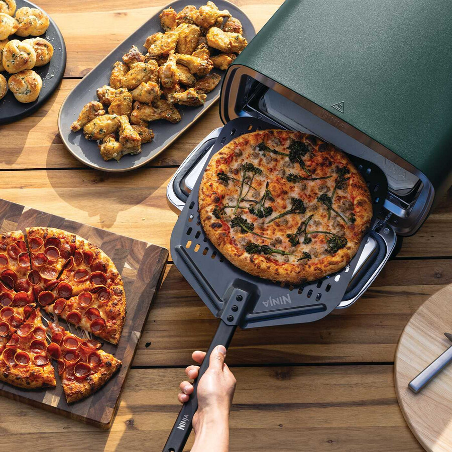 four à pizza électrique dextérieur et friteuse à air chaud – vert anglais avec support