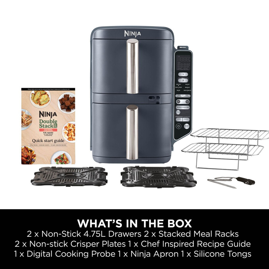 friteuse à air ninja double stack xl à 2 niveaux avec système de cuisson intelligent 95 l cyber space sl451ukcyd