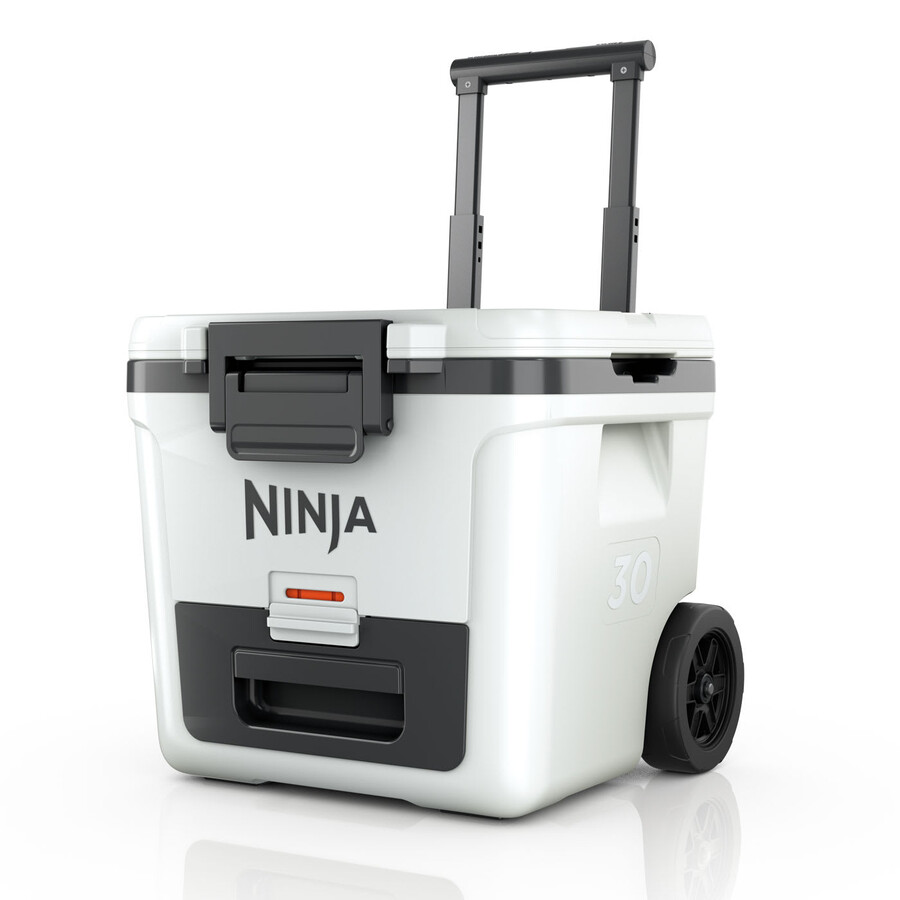 glacière à roulettes ninja frostvault 30qt28l avec zone sèche blanc nuage fb230ukwh