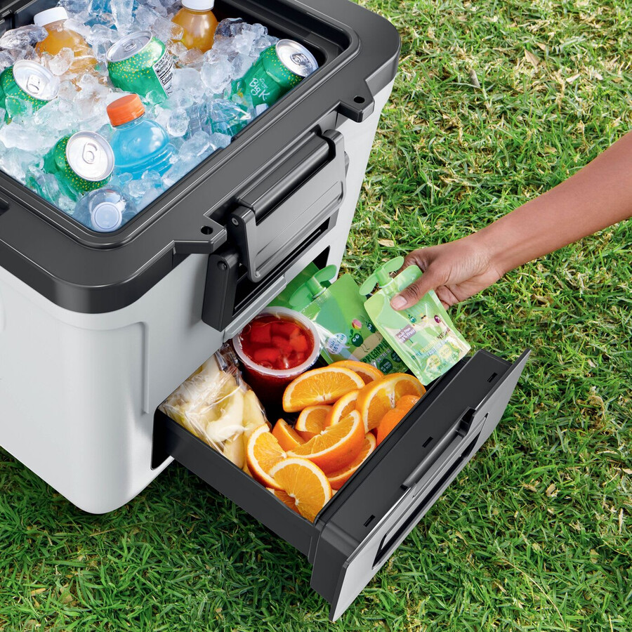 glacière à roulettes ninja frostvault 30qt28l avec zone sèche blanc nuage fb230ukwh