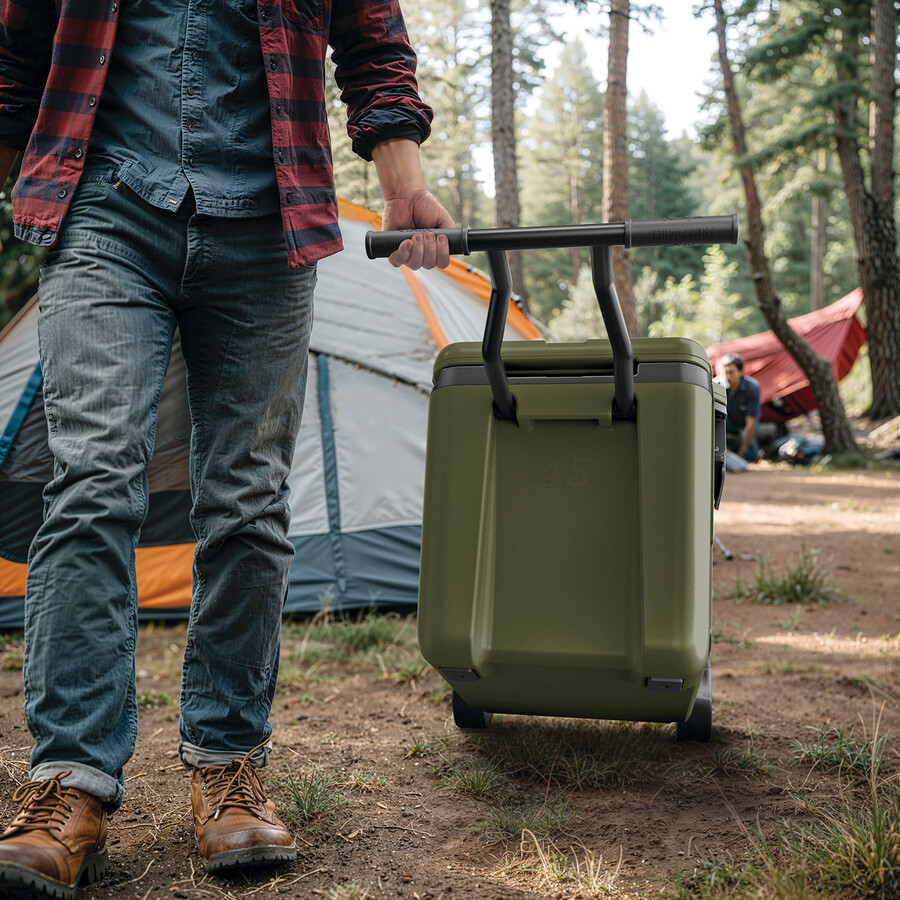 glacière à roulettes ninja frostvault 45qt42l avec zone sèche – olive fb245euukdbgn
