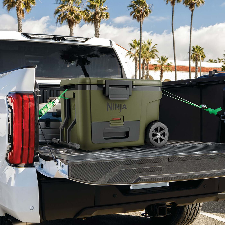 glacière à roulettes ninja frostvault 45qt42l avec zone sèche – olive fb245euukdbgn