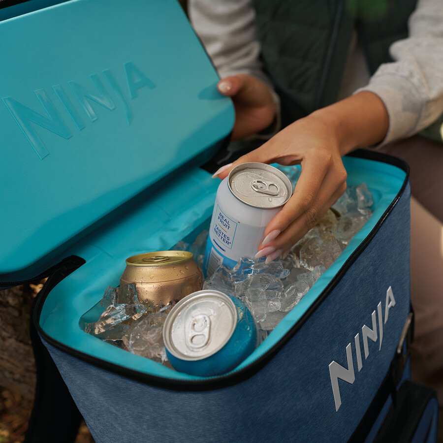 glacière souple à sac à dos ninja frostvault go 17 litres 24 canettes - bleu bord de lac