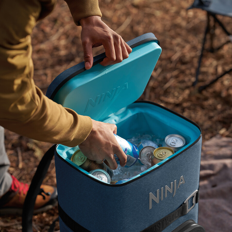glacière souple à sac à dos ninja frostvault go 23 litres 36 canettes - bleu bord de lac