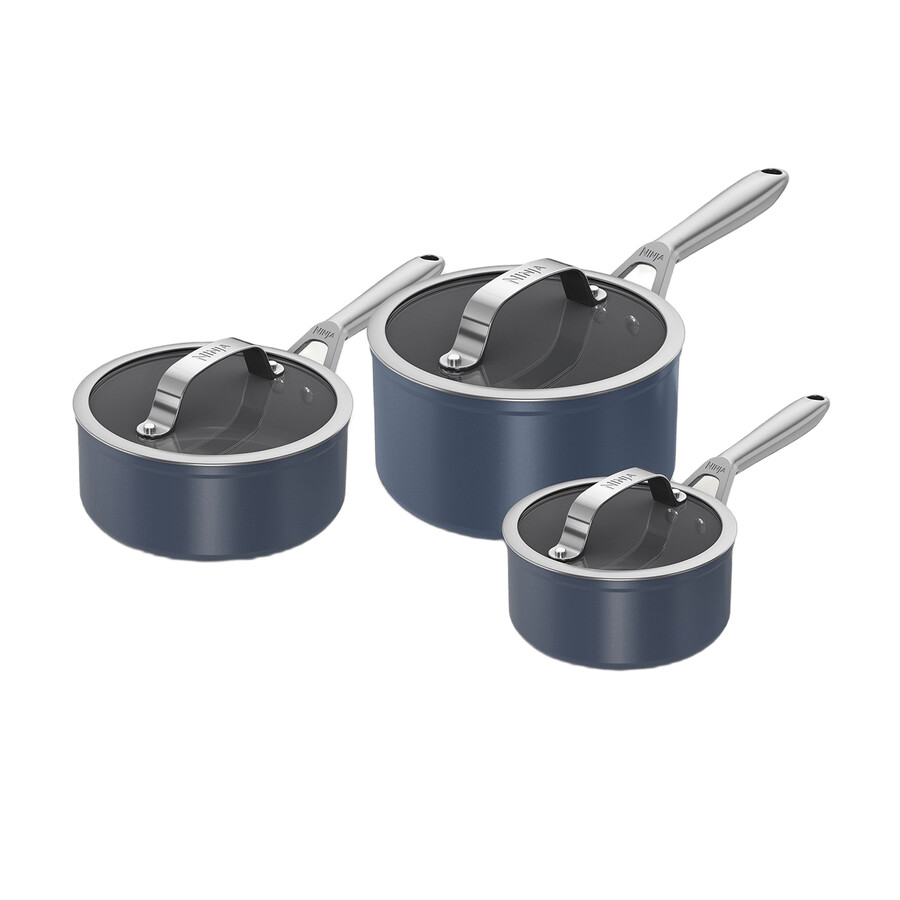 zerostick ceramic pro - ensemble de 3 casseroles - bleu nuit