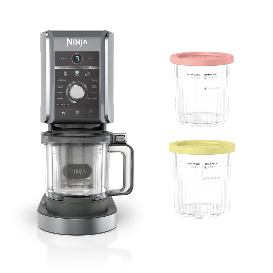 machine à glaces et boissons glacées ninja creami deluxe 10 en 1 lot de 4 bacs